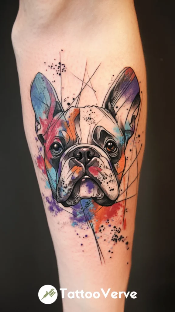 Abstract Bulldog Face Tattoo