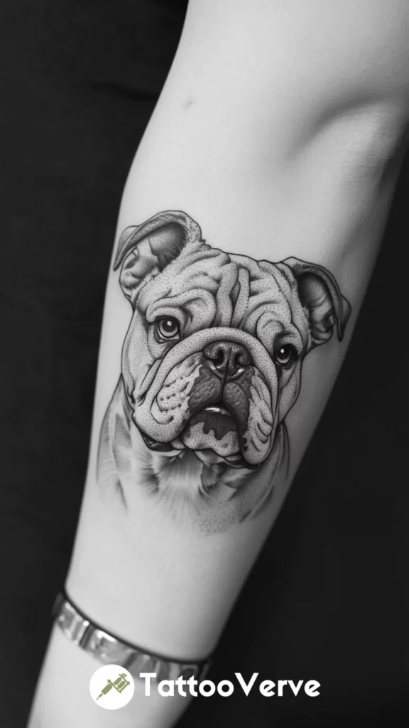 Bulldog Face with Stippling Effect