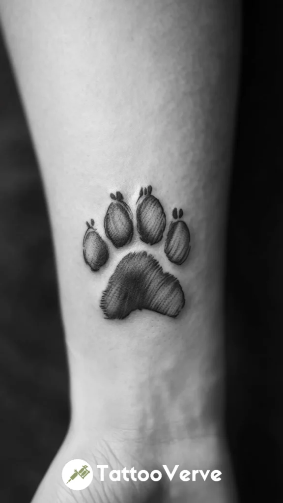 Bulldog Paw Tattoo with Shadowing