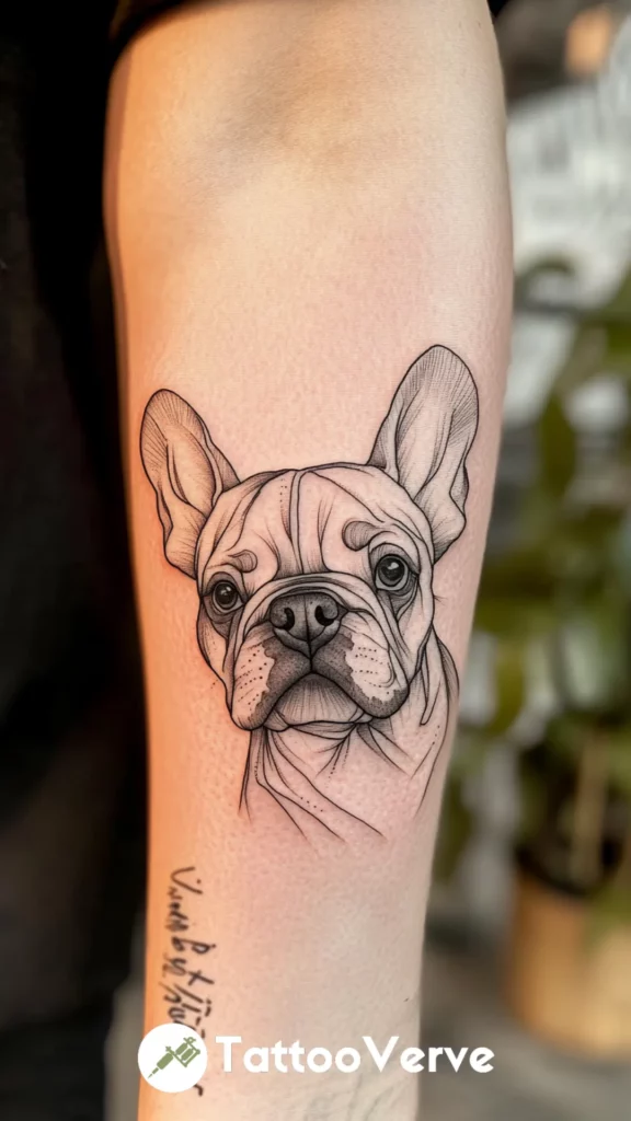 Line Art Bulldog Tattoo