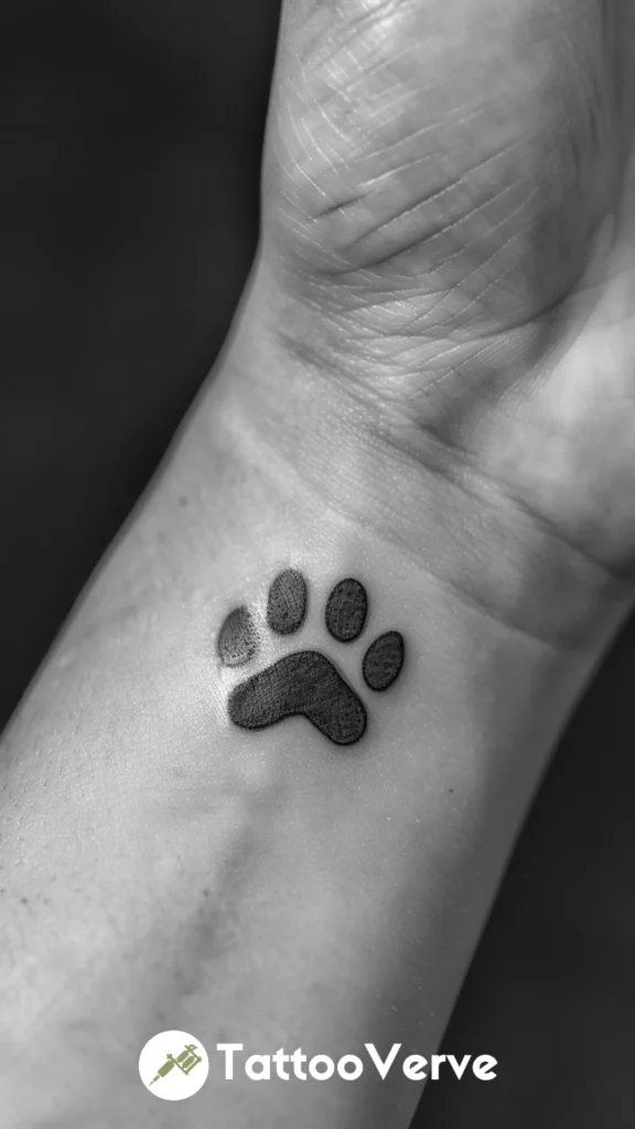 Minimalist Dog Paw with Heart Detail
