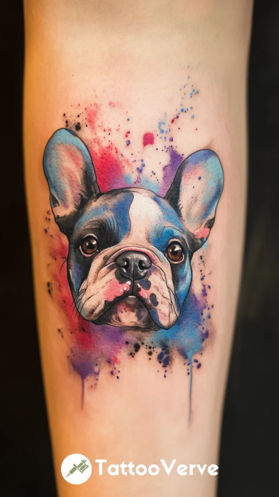 Watercolor Bulldog Portrait