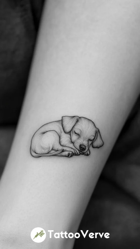 Curled Up Sleeping Dog Outline