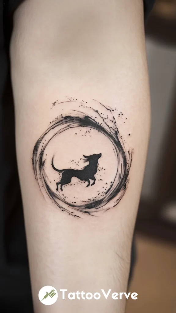 Dog Running in a Circle Outline