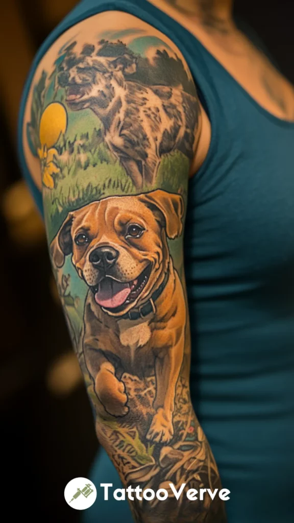 Full Sleeve of Dog’s Playful Moments