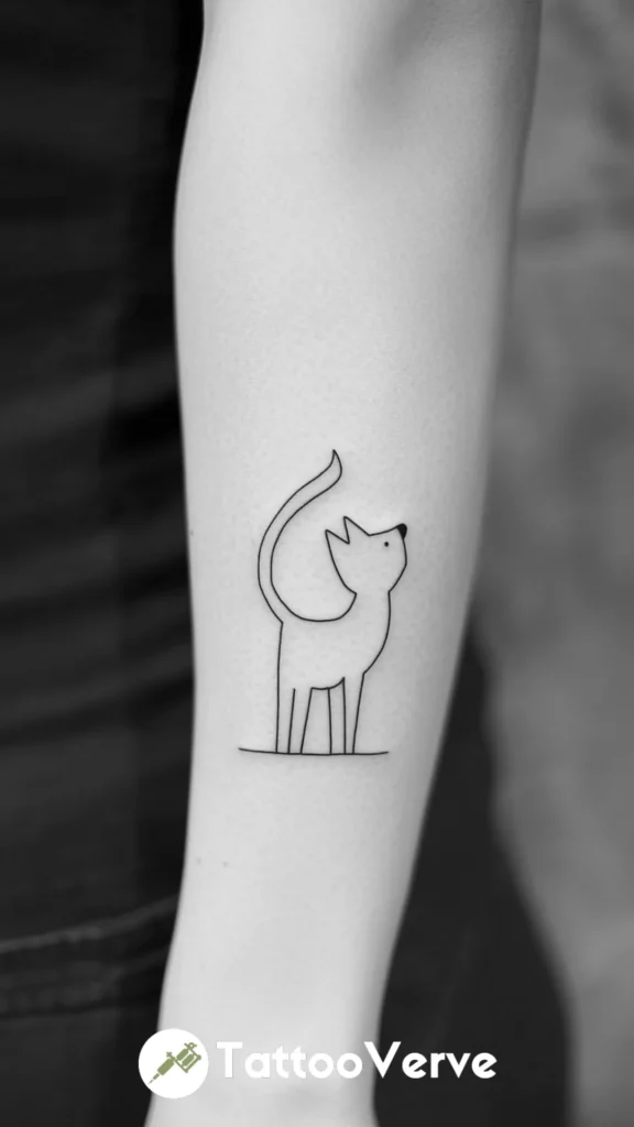 Tail Wagging Outline Tattoo