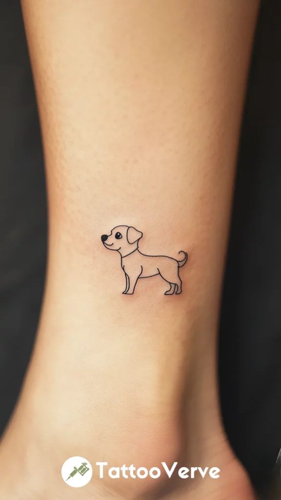 Tiny Dog Outline on Ankle