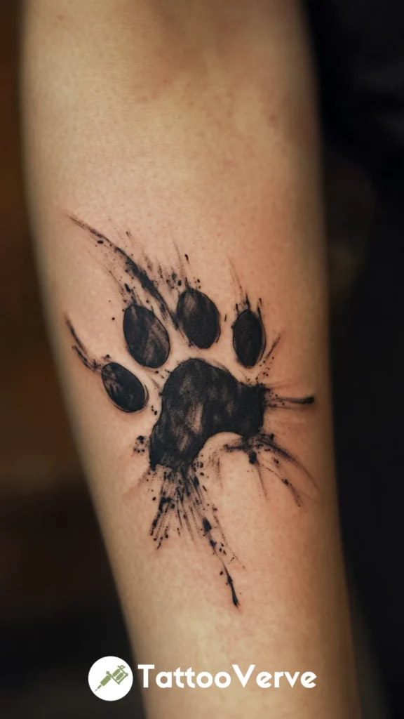 Abstract Brushstroke Paw Print