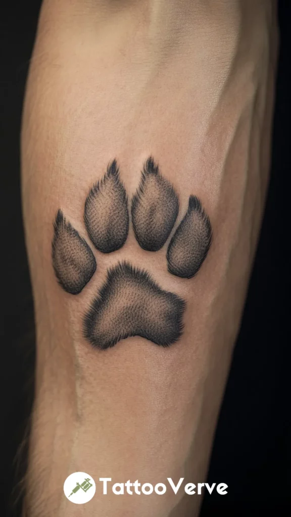 Etched-Style Dog Paw Tattoo