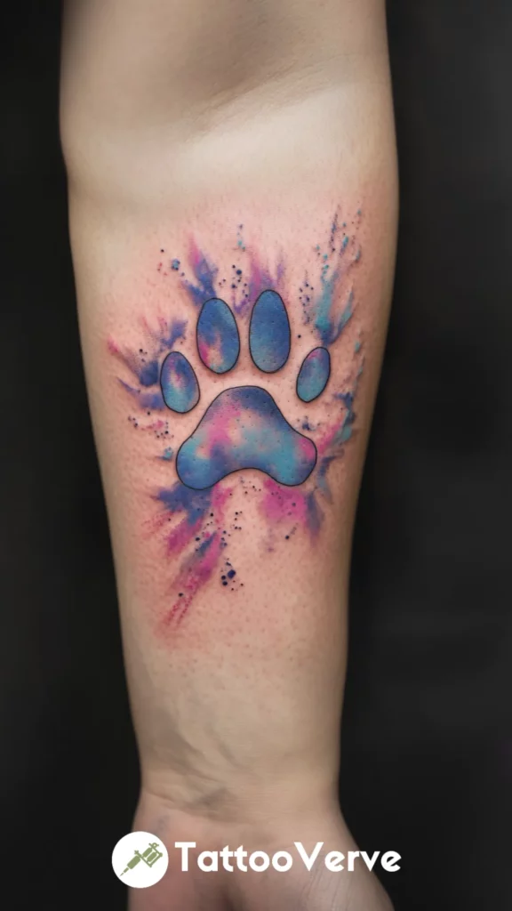 Watercolor Paw Print with Light Hues